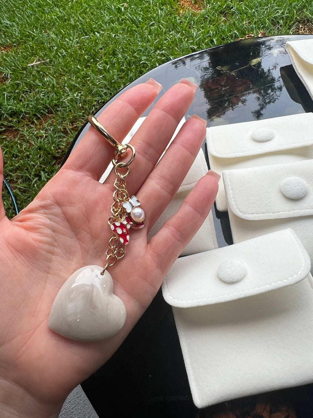 Pearl Heart Luxe Keyring
