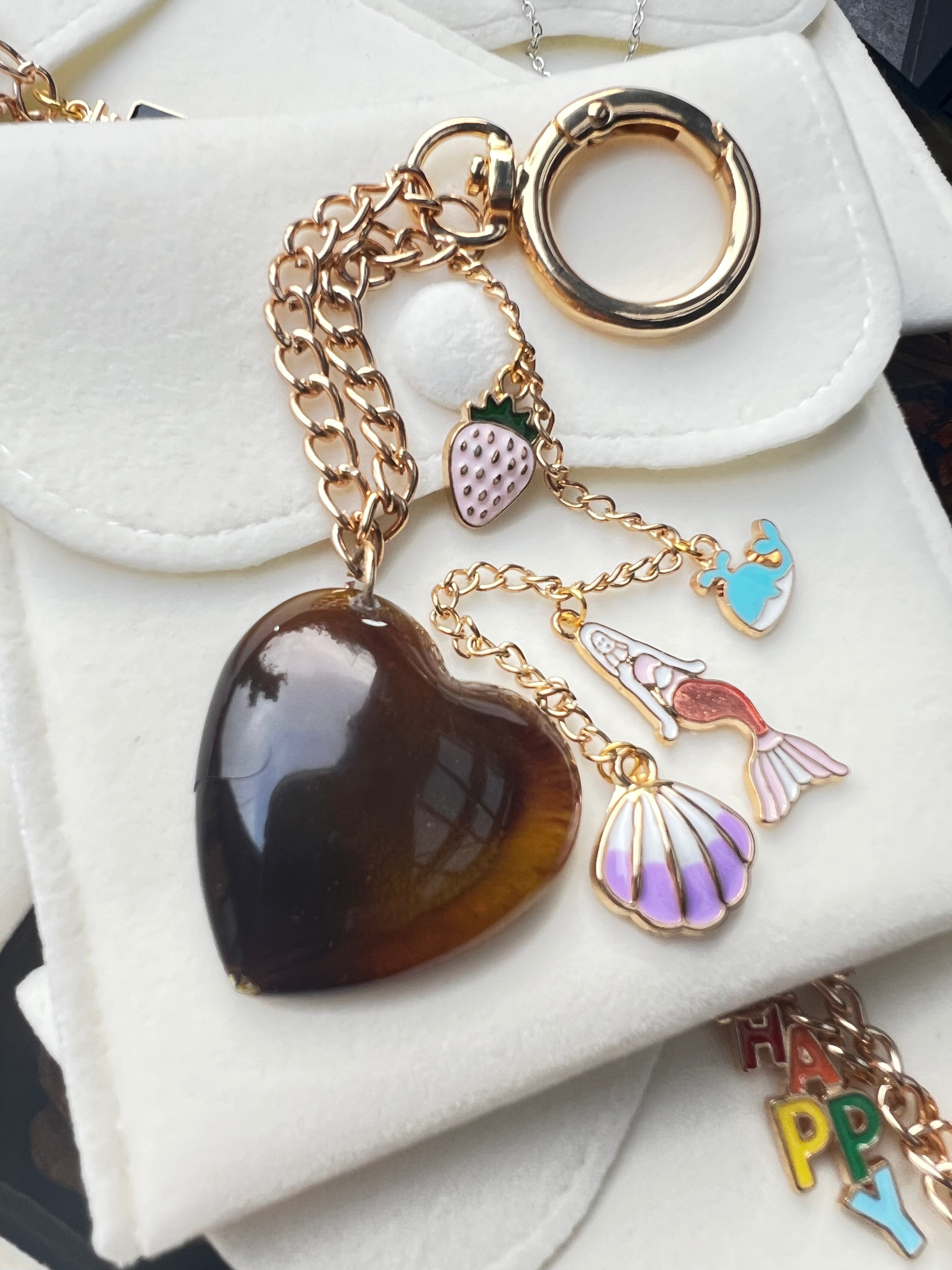 Golden Tide Heart Charm Keyring