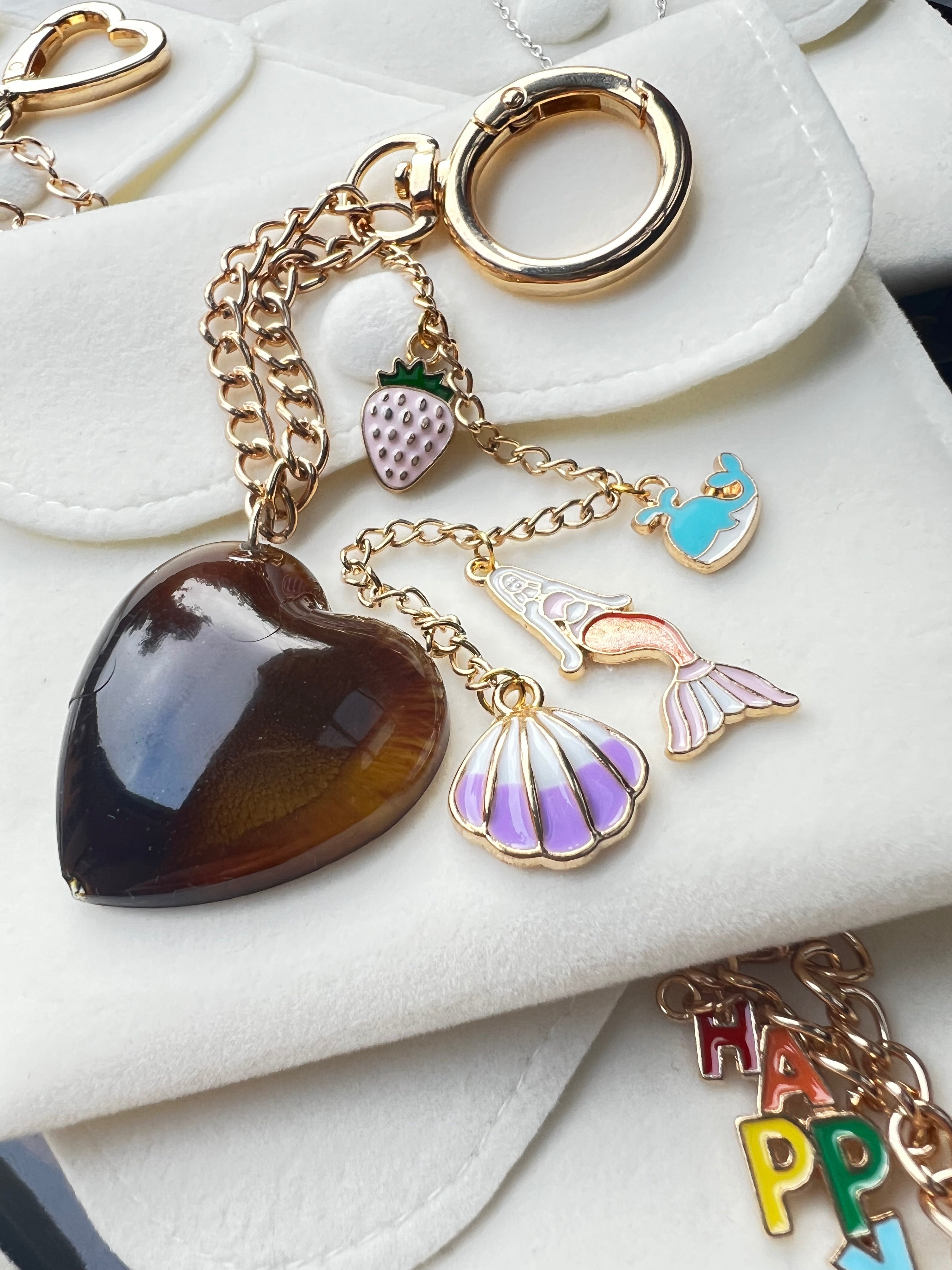 Golden Tide Heart Charm Keyring