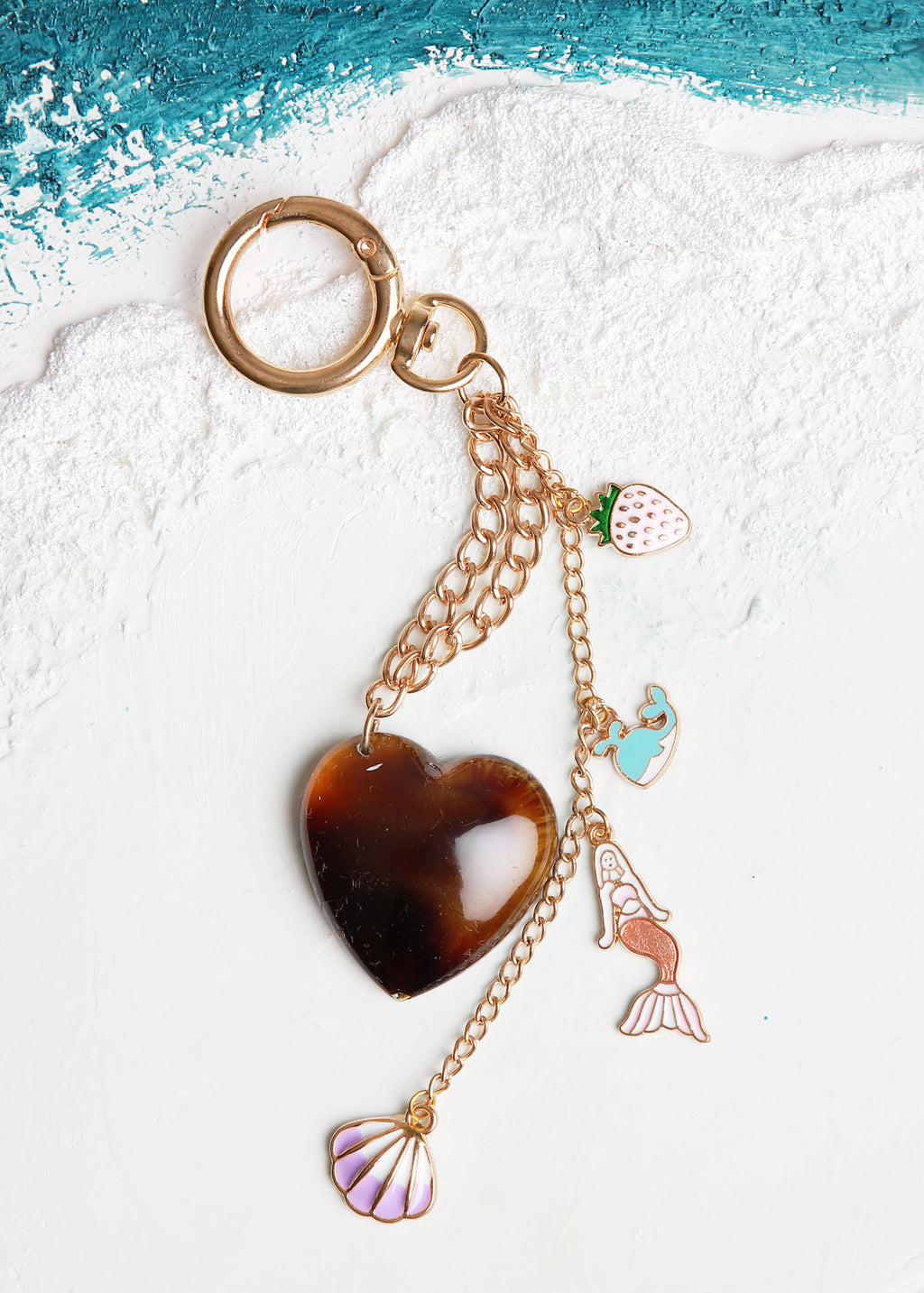 Golden Tide Heart Charm Keyring