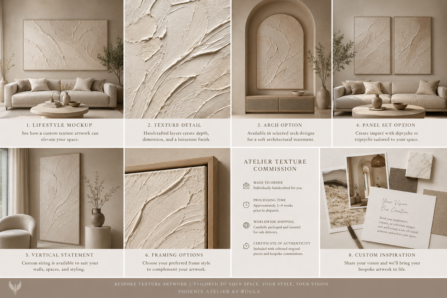 The Atelier Texture Commission     Handcrafted textured artwork designed exclusively for your space, aesthetic, and vision